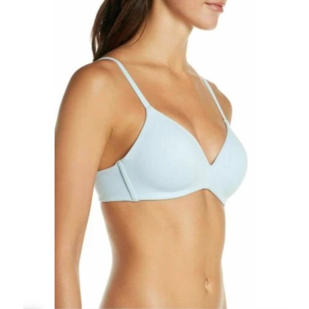 Wacoal How Perfect Wire Free T-Shirt Bra 852189 Light Blue 34D NWOT Soft Stretch - Picture 2 of 8